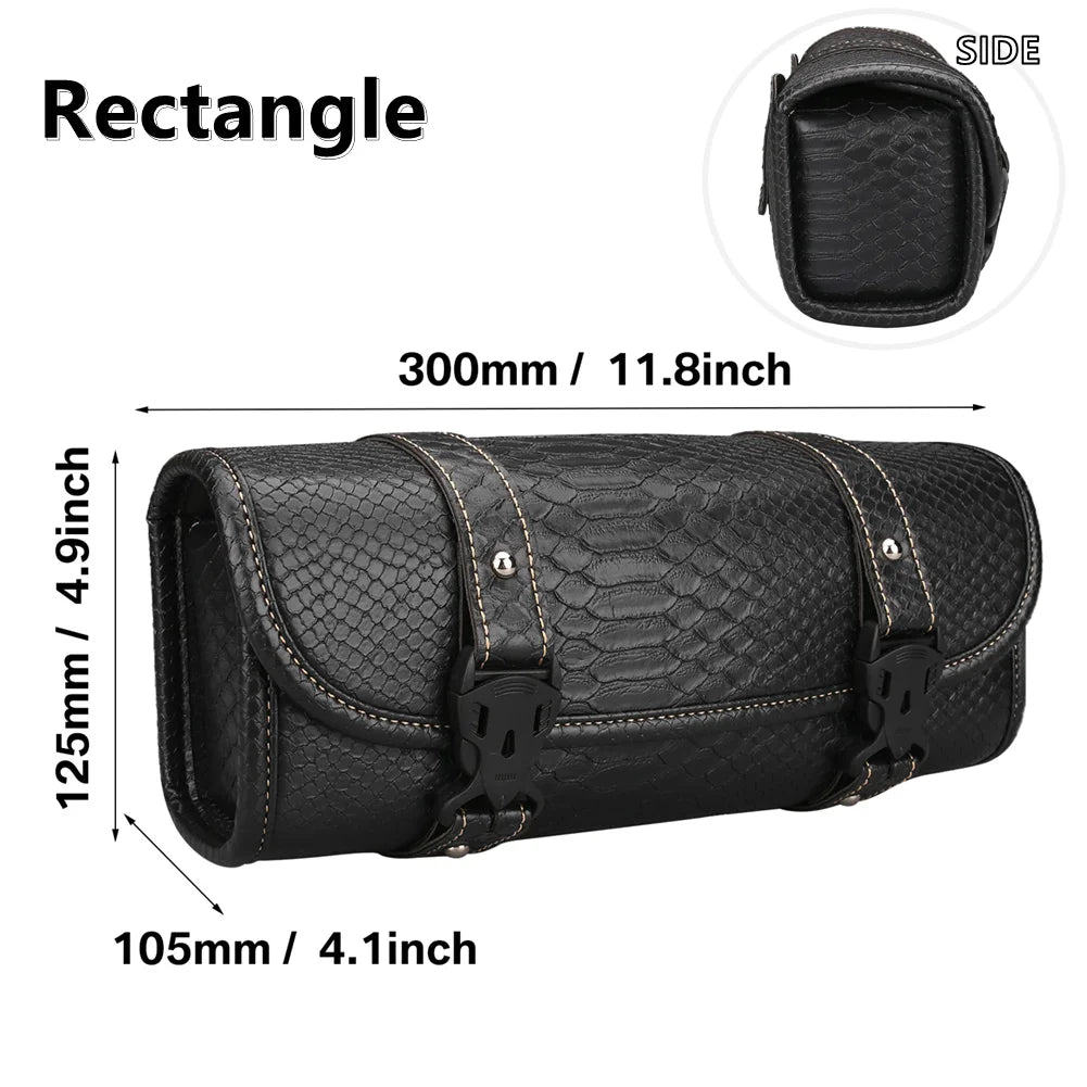 Crocodile Pattern Motorcycle Saddlebag Leather Luggage PU Bags Front Fork Tool Bag For Harley Sportster Chopper Bobber Cruiser Peaceful Pleasures Health and Wellness Rectangle