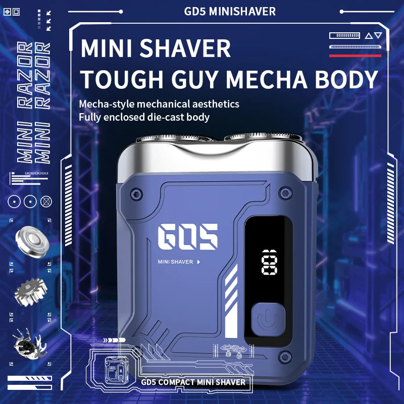 XMSJ Mini Rotary Electric Shaver – Digital Display & Dual Blades