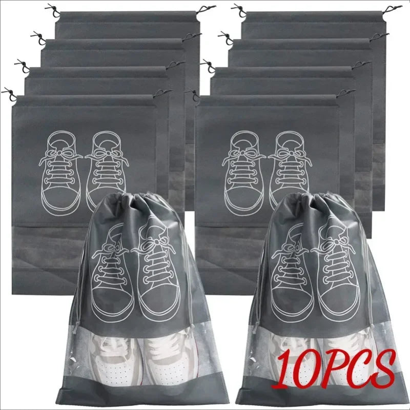 10-Pack Hanging Shoe Storage Bags | Non-Woven Closet Organizer