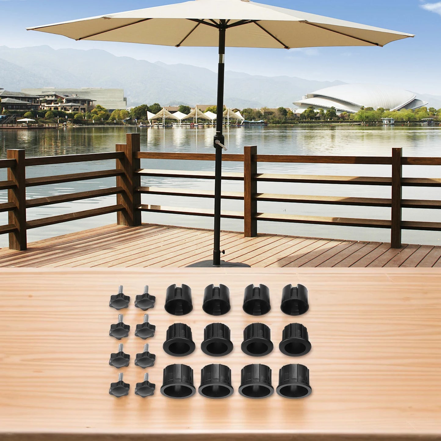 16 Stainless Steel Parasol Accessories Outdoor Umbrella Base