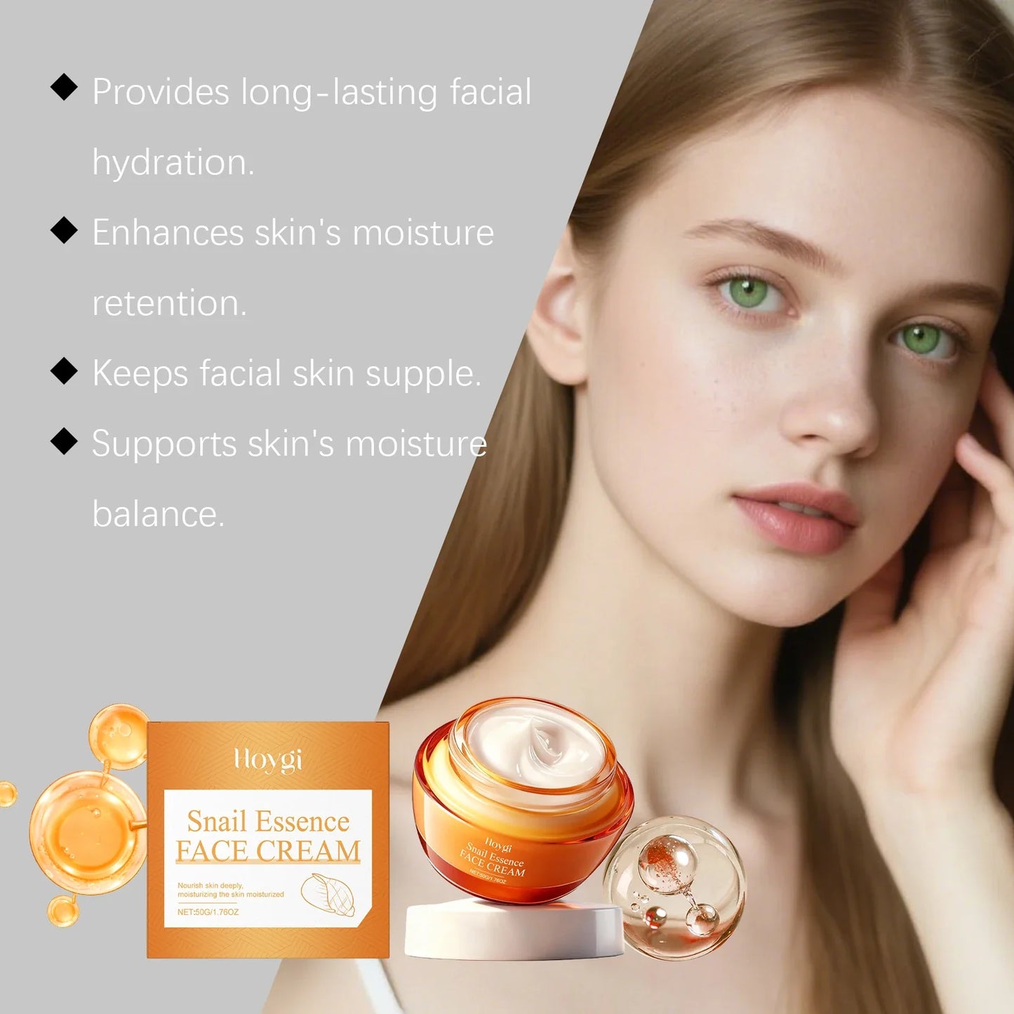 Hoygi Snail Essence Face Cream – Anti-Wrinkle & Brightening