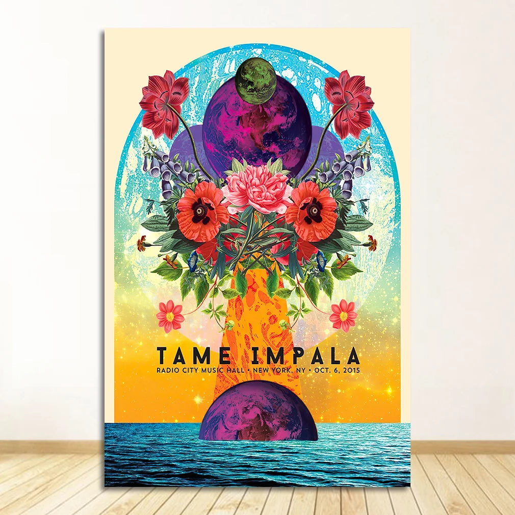 And Prints Rock Music Band Tour Art Canvas Painting Wall Pictures For Living Room Home Decor New Tame Impala Psychedelic Poster Peaceful Pleasures Health and Wellness 2714-08 50x70cm Unframed