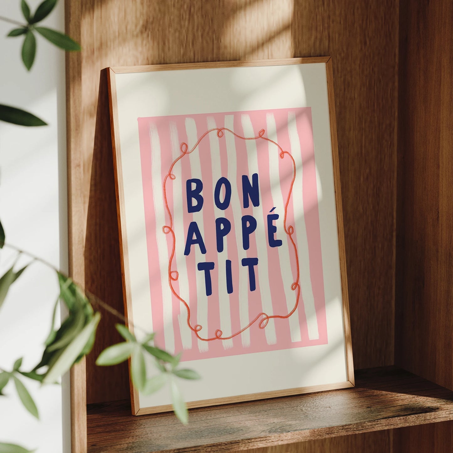 Bon Appétit Pink Minimalist Canvas Wall Art Print | Kitchen Decor