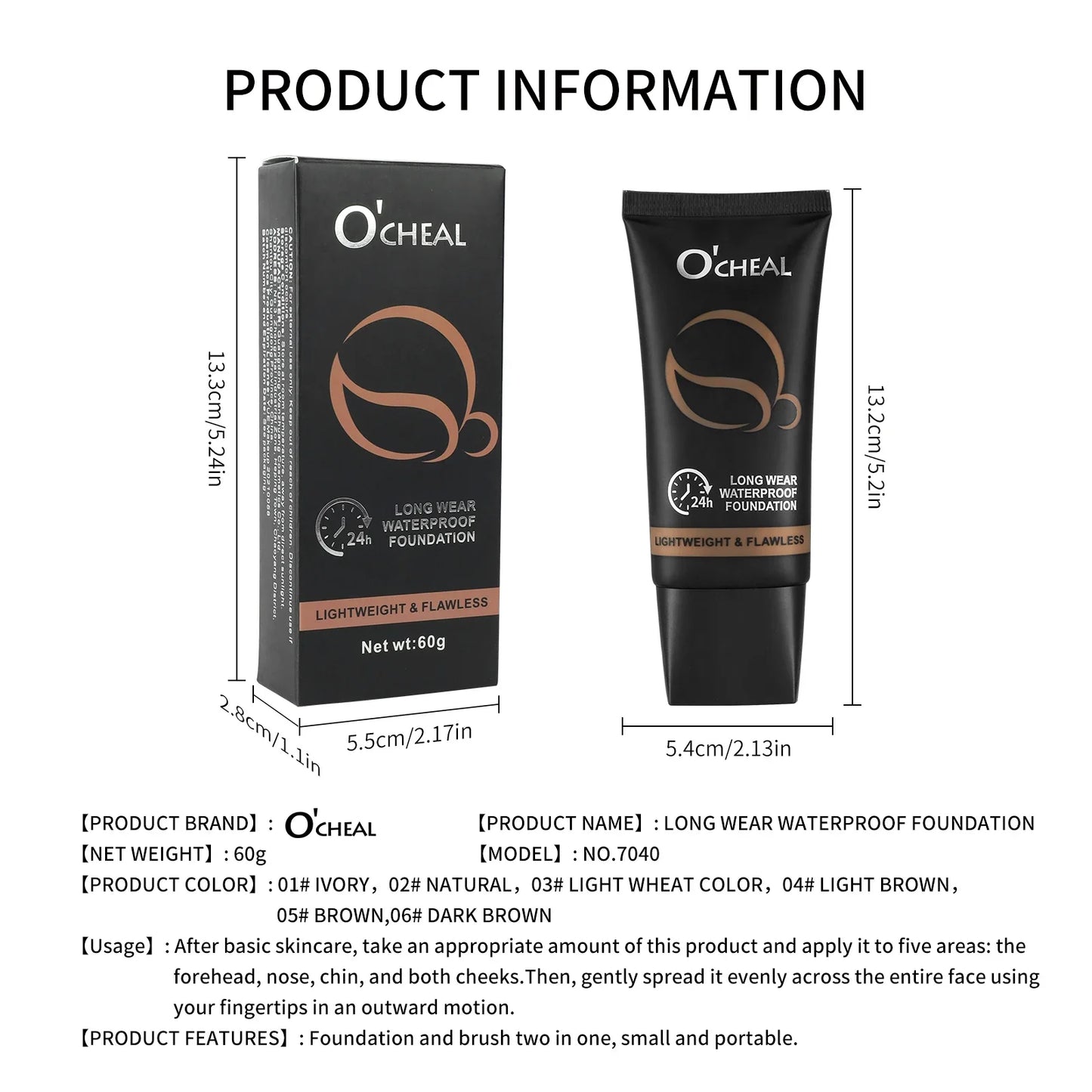 O'Cheal 60g Full Coverage Matte Foundation Cream | Waterproof