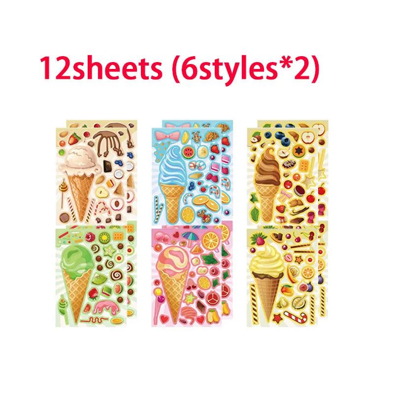 Cartoon Sweet Dessert Stickers Children DIY Toys Assembly Delicious