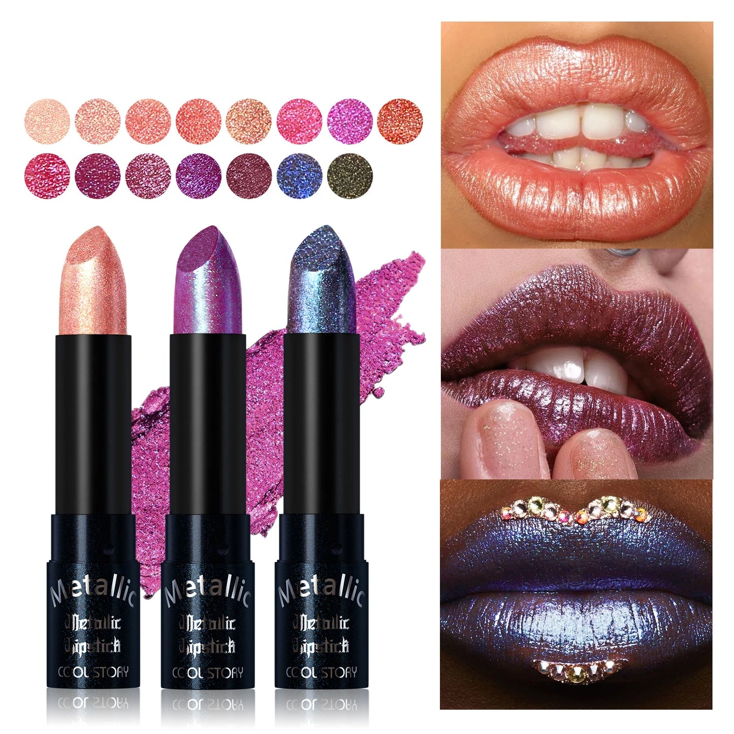 Metallic Glitter Velvet Lipstick – Waterproof Long-Lasting Shimmer