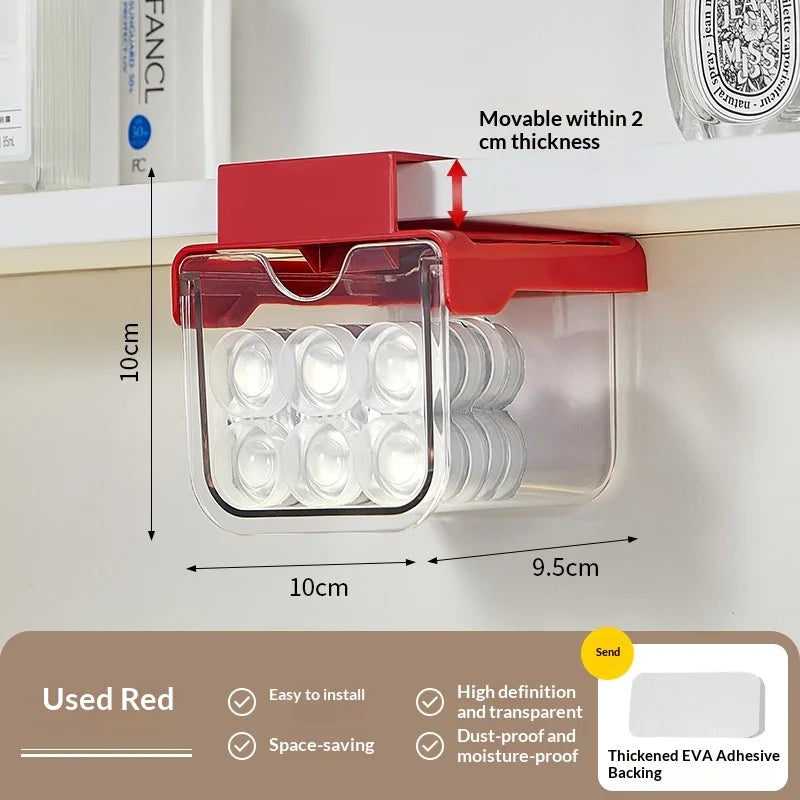 Space Saving Under Mirror Cabinet Drawer Organizer Transparent Storage Box for Bathroom Cosmetics Cotton Pads Lipstick Swabs Peaceful Pleasures Health and Wellness S Red