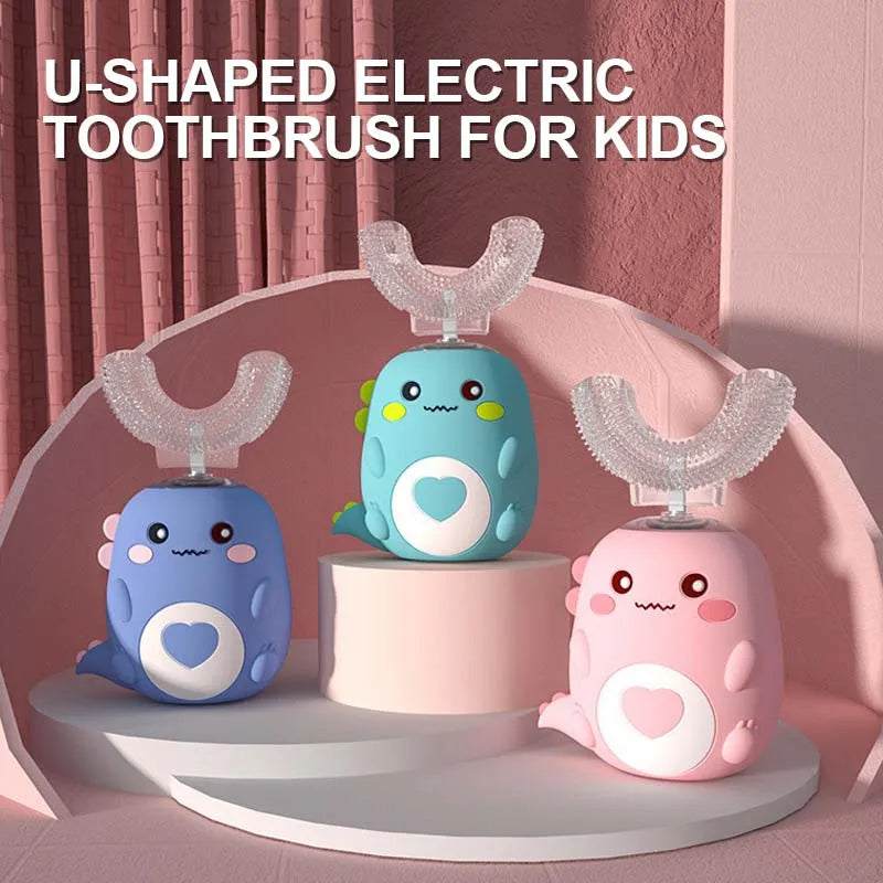 Children U Shape Replacement Oral Care Cleaning Brush Rechargeable Kids Tooth Cleaner U Shape Toothbrush Peaceful Pleasures Health and Wellness