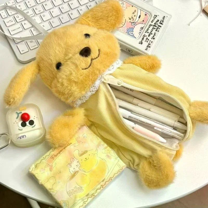 Cute Plush Pencil Case Large Capacity Cartoon Doll Pen Bag
