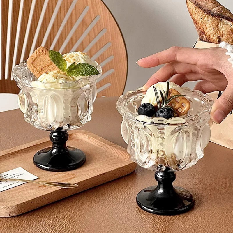 2026 Hot Nordic Relief Cup Glass Cup Ice Cream Ice Cream Dessert Yogurt Pudding Home Dessert Coffee Cup Home Breakfast Container Peaceful Pleasures Health and Wellness