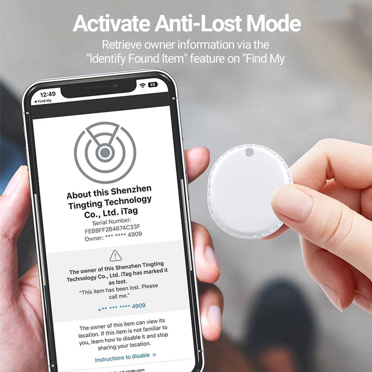 Mini GPS Tracker | Apple Find My, 100dB Alert, Waterproof