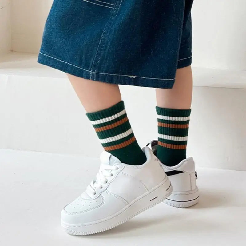Kids Cotton Sport Socks 5 Pairs | Letter Print Boys & Girls
