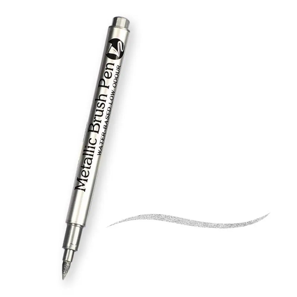 Ink Is Shiny Metallic Marker Pens Not Fade Long-lasting Paint Marker Pens Permanent Waterproof Resin Mold Pen Rock Painting Peaceful Pleasures Health and Wellness silver-soft tip