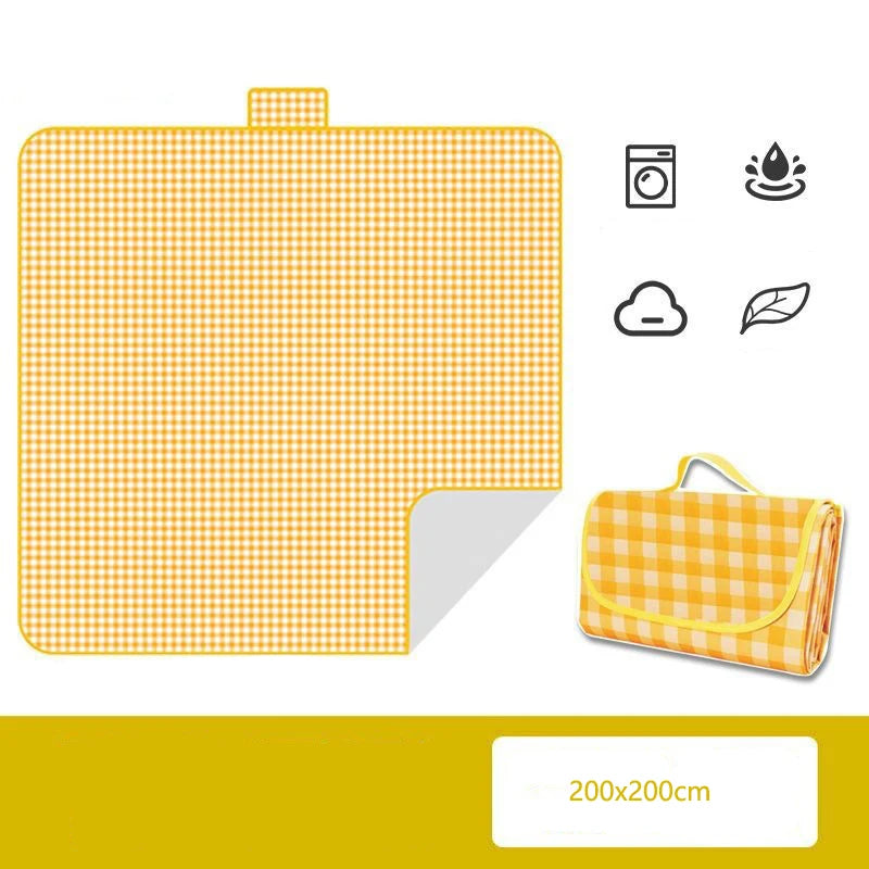 Outdoor Thickened Waterproof Camping Non-woven Fabric Picnic Mat Moisture-proof Mat Beach Mat Peaceful Pleasures Health and Wellness Yellow-200x200cm