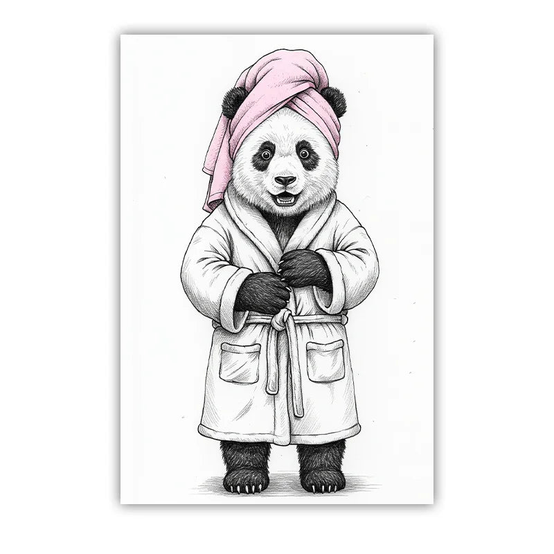 Animal Bathroom Wall Art, Nordic Funny Canvas Painting, Cute Bath Robe Animals Poster Print for Restroom Room Wall Decor Peaceful Pleasures Health and Wellness 01 15x20cm No Frame China Mainland