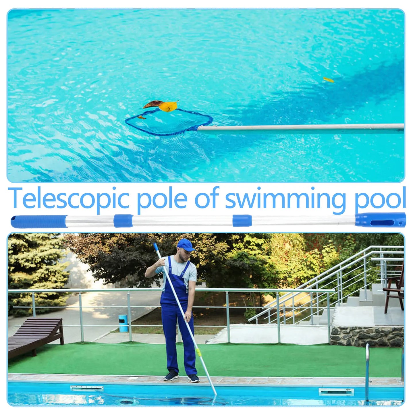Swimming Pool Skimmer Telescopic Pole Pond Cleaning Debris Leaf Rake Skimmer with Adjustable Telescopic Pole Peaceful Pleasures Health and Wellness