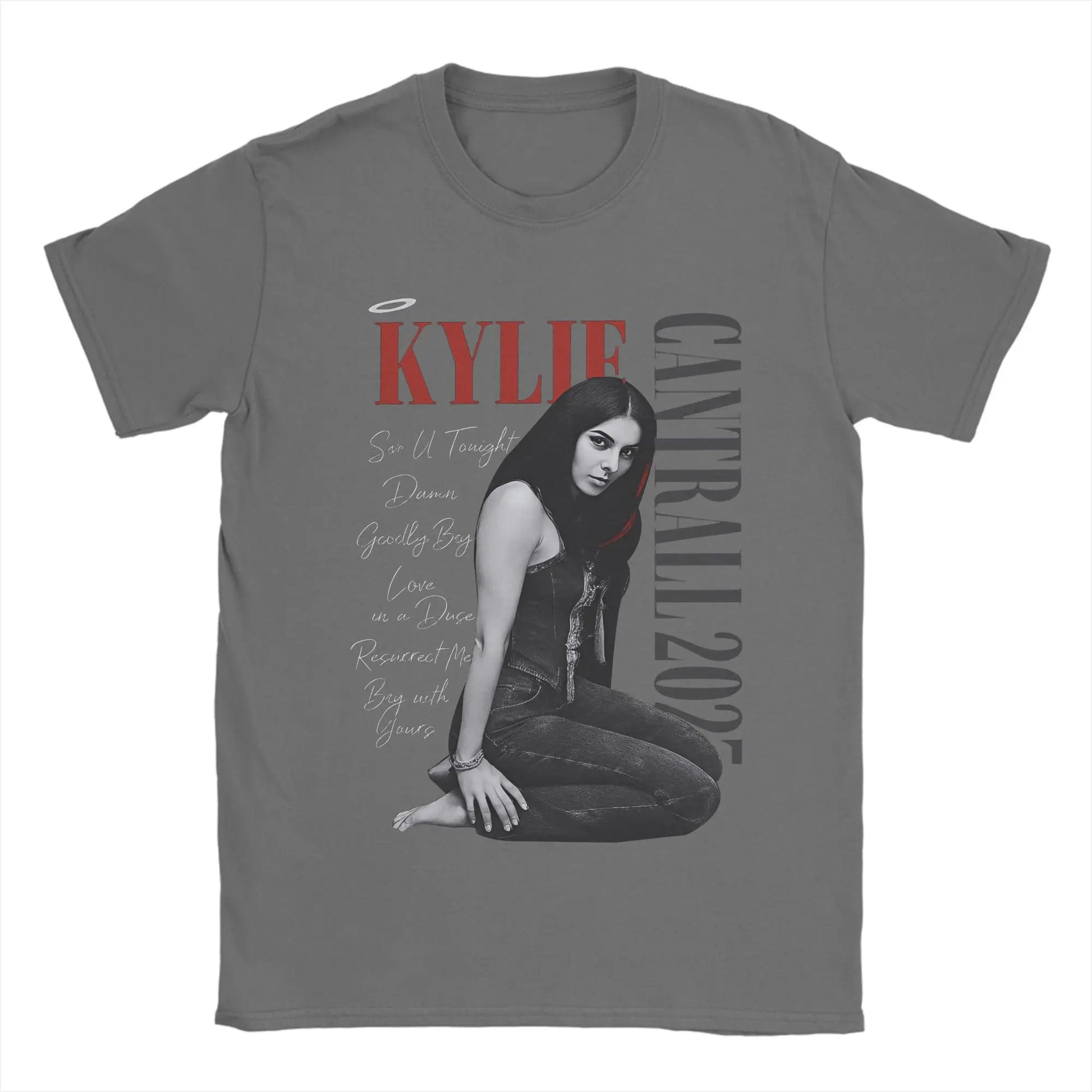 Men Kylie Cantrall T Shirts Collide Tour 2025 100% Cotton Clothing Hipster Short Sleeve Round Collar Tees Classic T-Shirt Peaceful Pleasures Health and Wellness Dark Grey XL