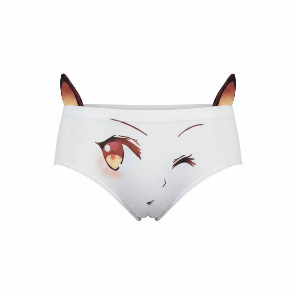3D Ear Animal Print Women's High-Rise Briefs – One Size XS–L