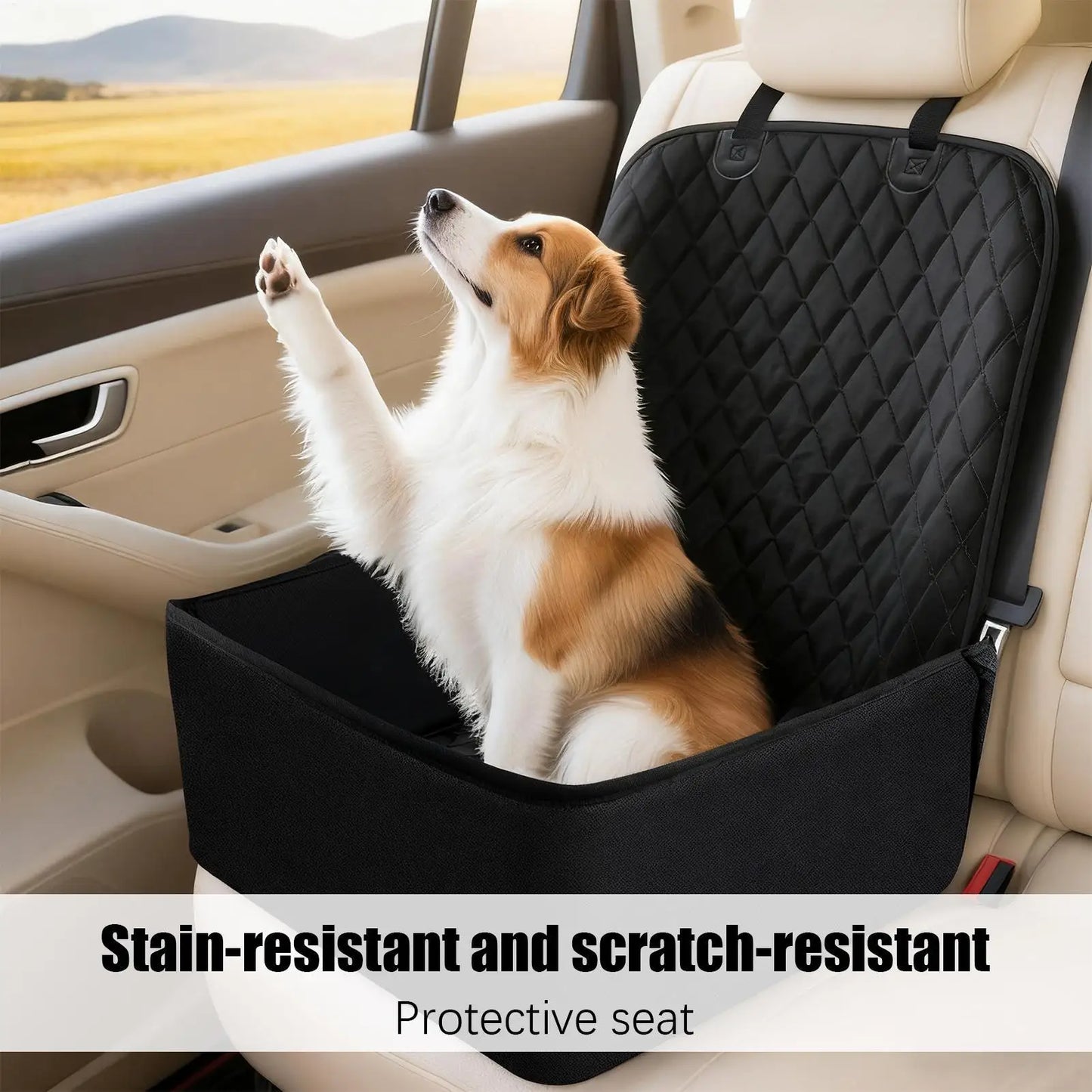 Waterproof Dog Booster Car Seat with Storage Pockets