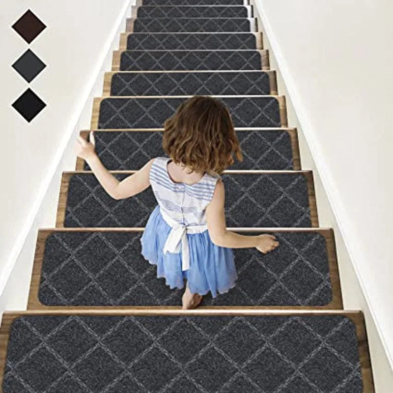 Non-Slip Staircase Mat Stair Carpet Treads Stair Pads Rug Tread Safety for Kids Elders and Dogs Home Hospistal Indoor Use Peaceful Pleasures Health and Wellness Style C Gray 20W 76L cm 1pc