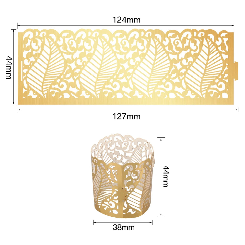 6Pcs Tea Light Candle Holders Lampshade LED Electronic Candle Light Holders Laser Hollow Paper for Votive Centerpieces Wedding Peaceful Pleasures Health and Wellness