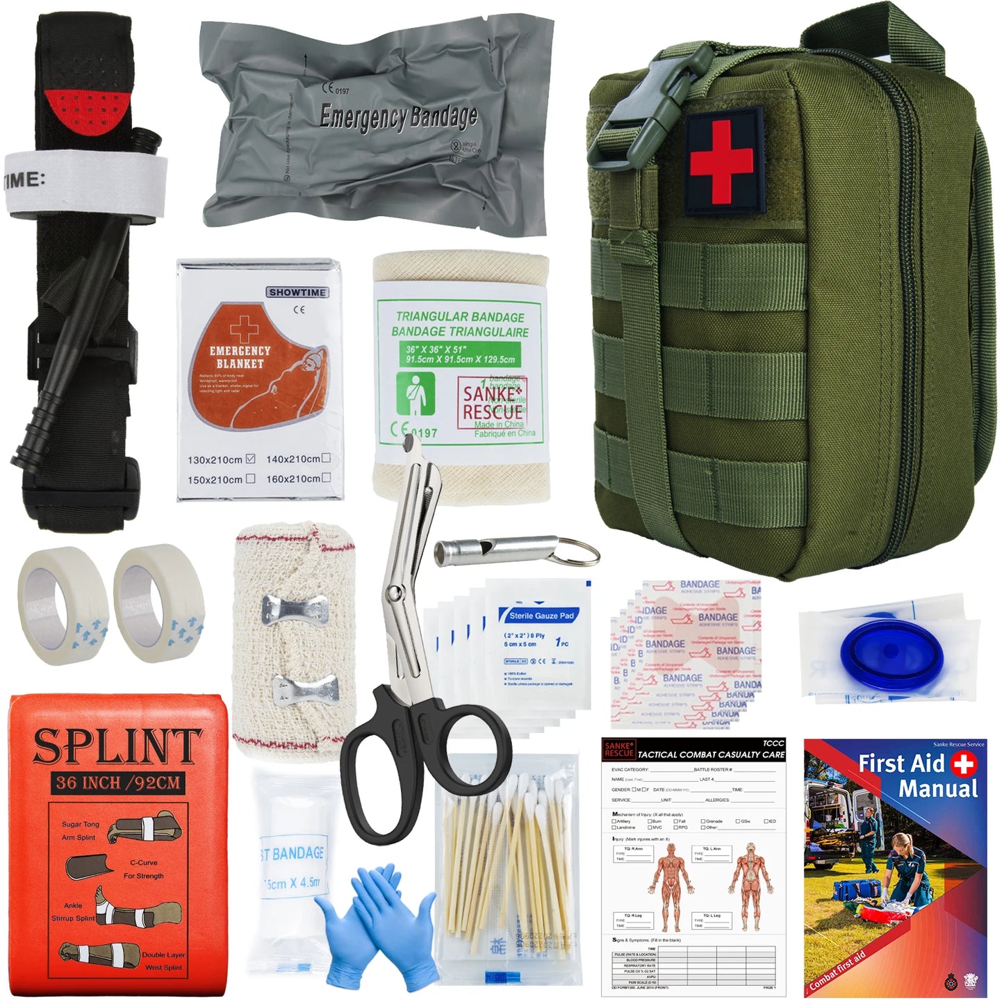 First Aid Kit Pouch Supplied full set Molle To Configure Survival kit Outdoor Emergency Kit Trauma Outdoor Gear IFAK EMT Peaceful Pleasures Health and Wellness Green IFAK