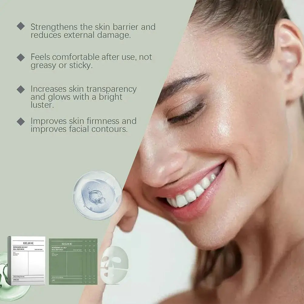 1/4Pcs Deep Collagen Overnight Face Mask Seaweed Collagen Essence Hydrating Overnight Hydrogel Mask Improve Elasticity, Firming Peaceful Pleasures Health and Wellness