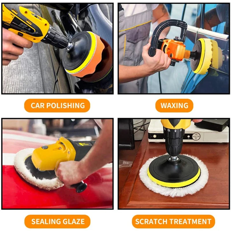 8-Piece Car Polishing Pad Set 3/5/7 Inch – Sponge & Wool Kit Peaceful Pleasures Health and Wellness