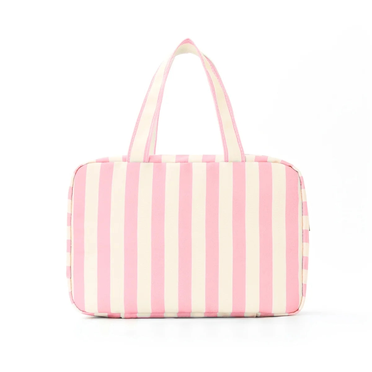 Large Striped Travel Toiletry Bag with Hook | Foldable Organizer Travel Toiletry Bag Peaceful Pleasures Health and Wellness Pink