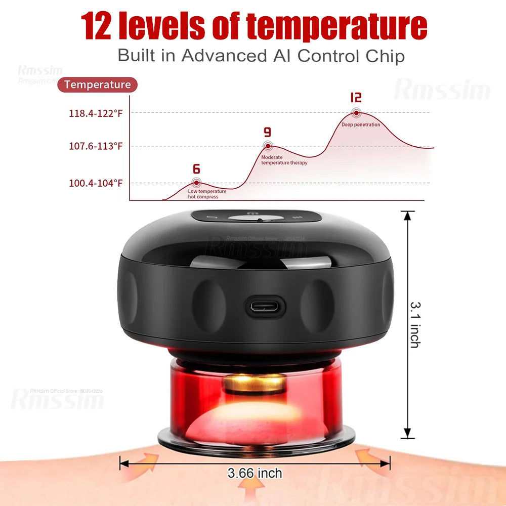 Heating Intelligent Vacuum Cupping Massager - Gua Sha Cupping Massager for Back Neck Arm Body Peaceful Pleasures Health and Wellness