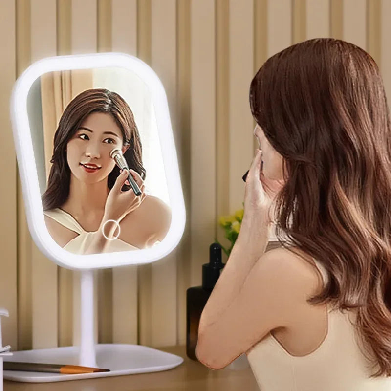 Desktop Vanity Mirror 3 Color Dimmable Light LED Makeup Mirror Light Touching Mirror Women Bedroom Dressing Mirror Peaceful Pleasures Health and Wellness