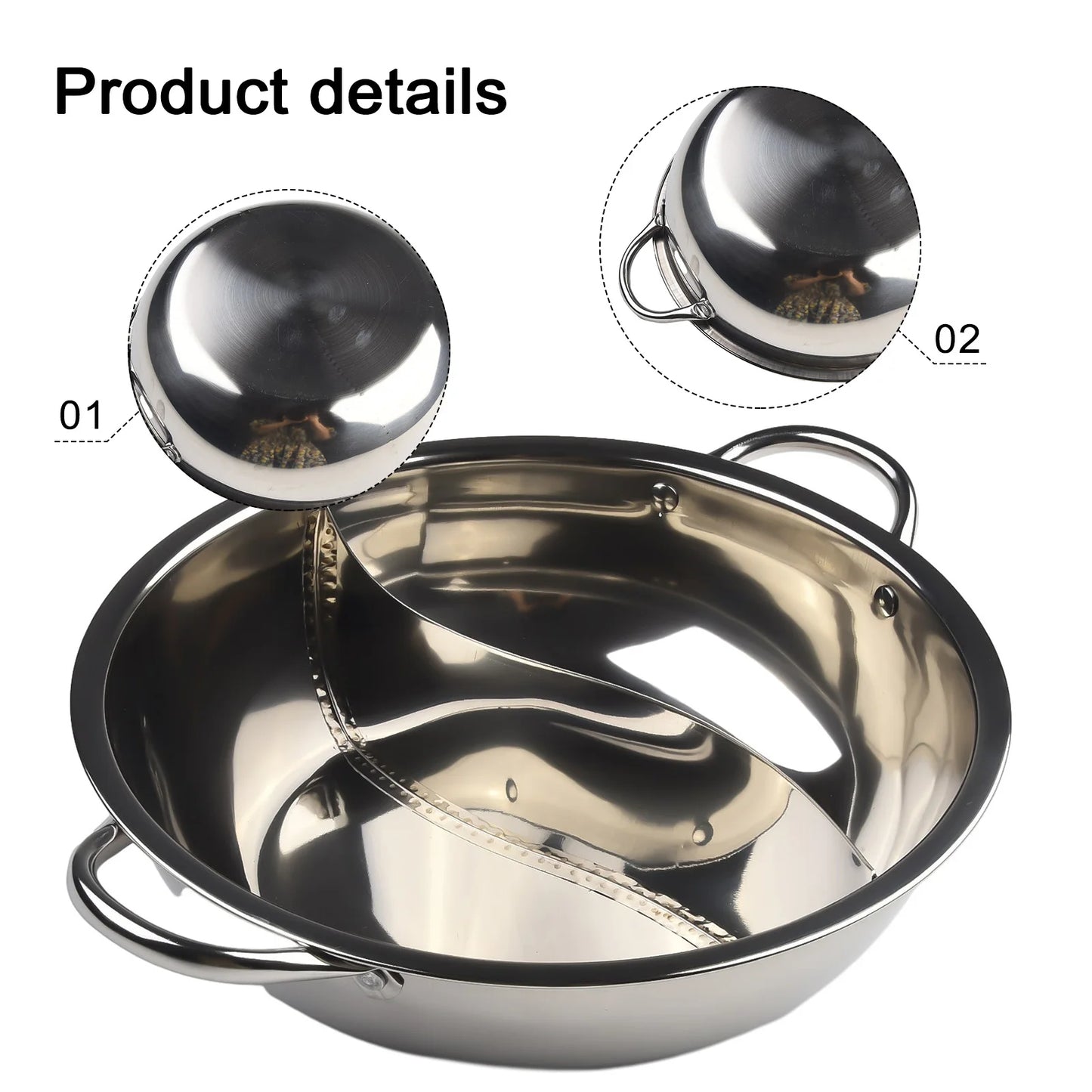 Twin Divided Pot Stainless Steel Hotpot Kitchen Cooker Home Cooking