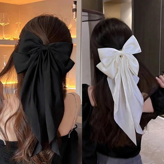 Solid Ribbon Bow Hair Clip – Elegant Canvas Barrette for Women Peaceful Pleasures Health and Wellness