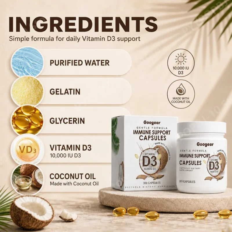 Googeer Vitamin D3 2000 IU Softgels with Coconut Oil – 300ct