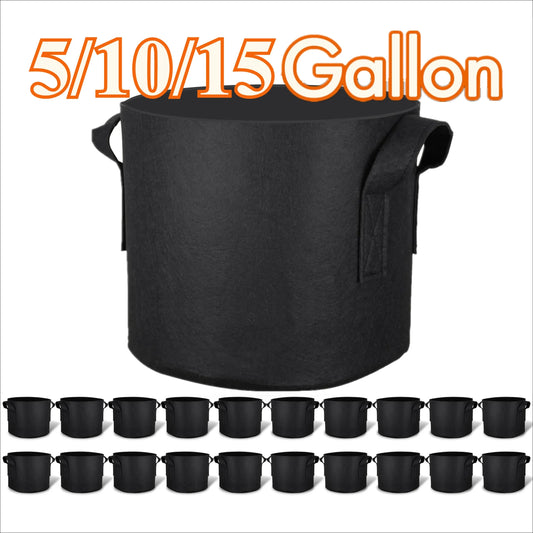 Felt Fabric Grow Bags 5–20 Pack | 5–15 Gallon Plant Pots Fabric Grow Bags Peaceful Pleasures Health and Wellness