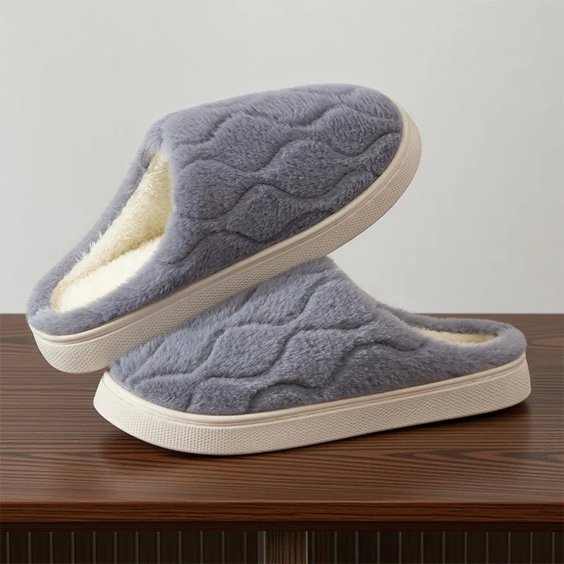 Women's Fluffy Plush Slippers – Warm Thick Sole Indoor House Shoes
