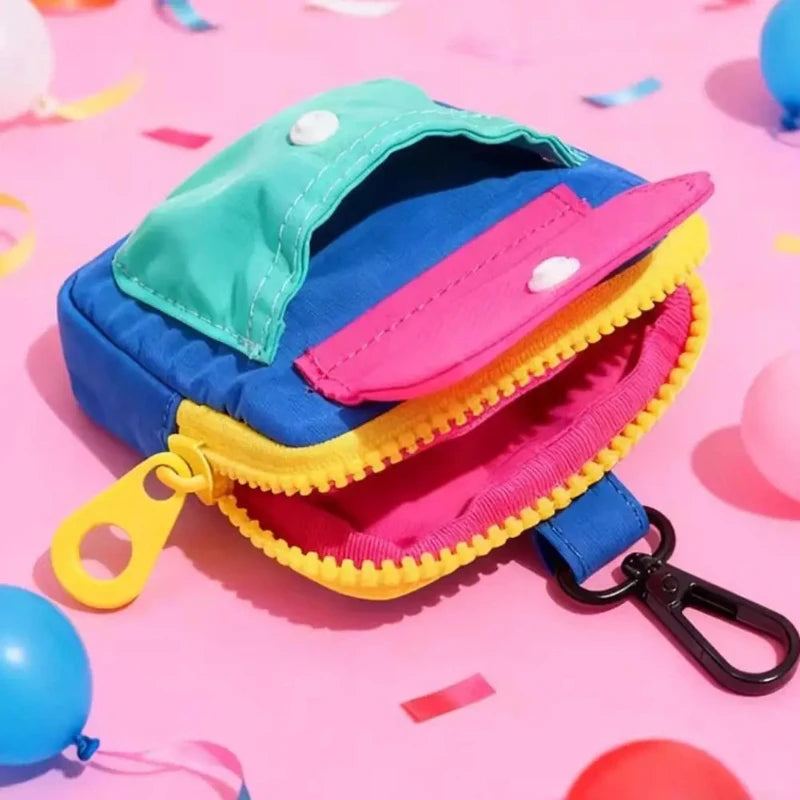 Dopamine Color Mini Zipper Wallet Portable Japanese Personalized Coin Bag Mini Earphone Storage Bag Cute Backpack Accessory Peaceful Pleasures Health and Wellness