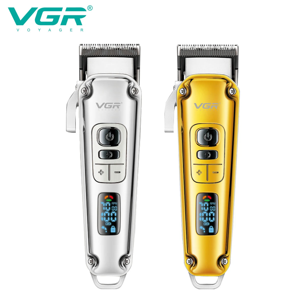 VGR 006 electric hair clipper metal retro men's electric push shear oil head carving LED intelligent digital hair trimming machi Peaceful Pleasures Health and Wellness
