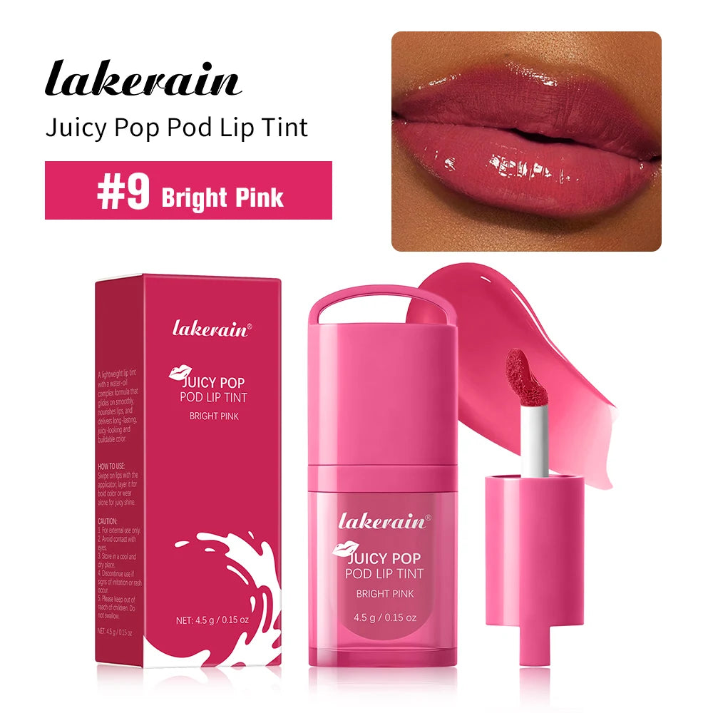 Juicy Hydrated Lip Tint Buildable Glossy Finish Ceramide Peptide Water-to-oil Formula Long-lasting Color Buckle Design Lip Tint Peaceful Pleasures Health and Wellness Bright Pink