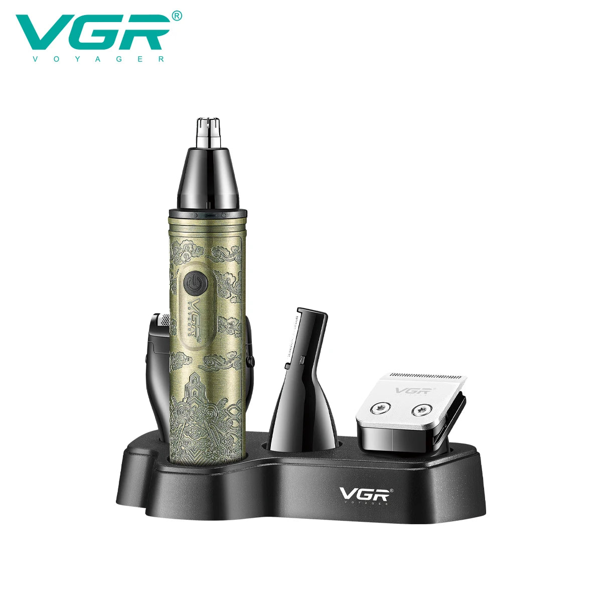 VGR 621 4-in-1 Hair Cleaning Set for Men: Shaver, Carving, Haircutting, Pushing, Metal Nose Hair Trimmer, Electric Shaver Peaceful Pleasures Health and Wellness