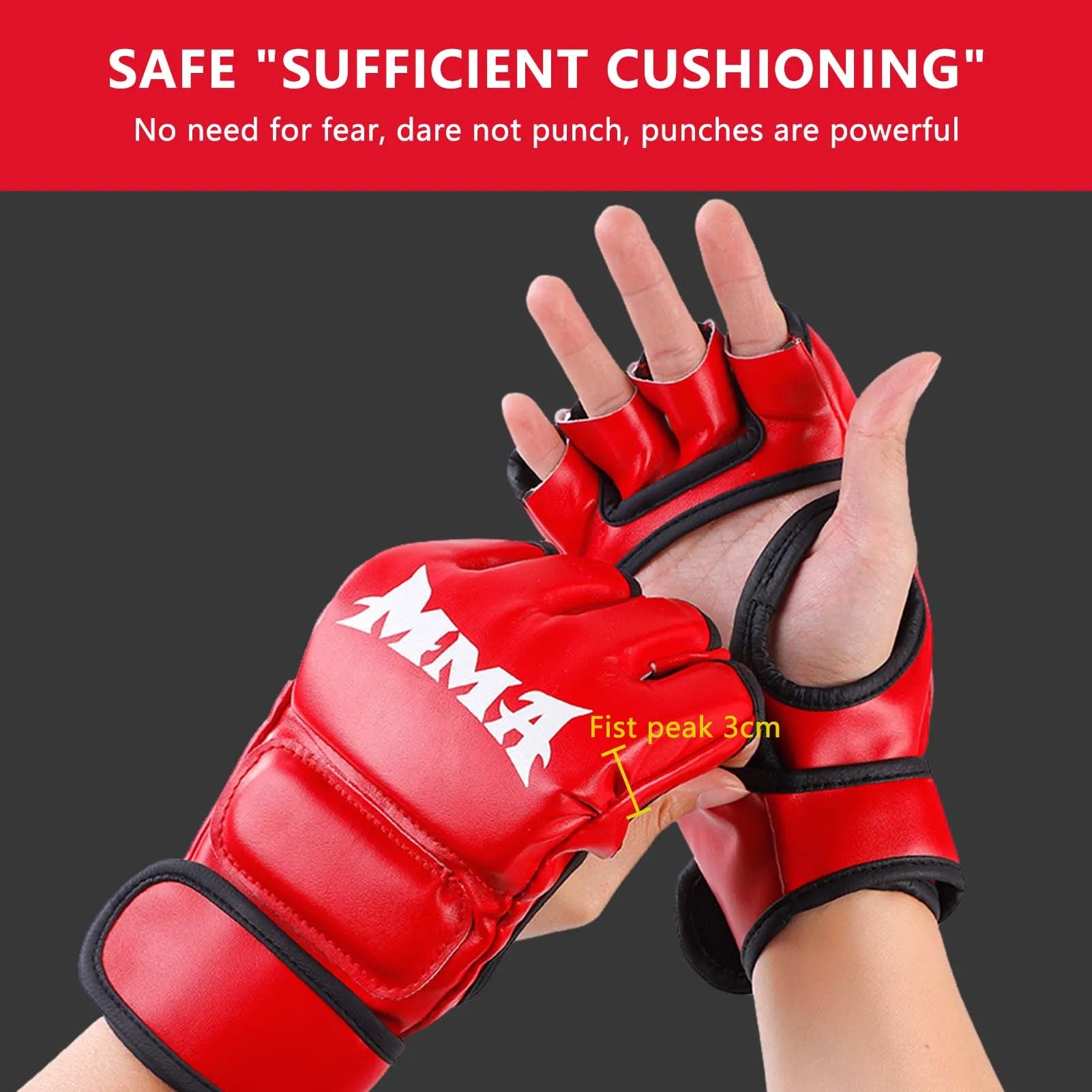 Martial Arts Training MMA Gloves Durable Construction Impact Resistance Sparring Mitts Suitable for Punching Bag Peaceful Pleasures Health and Wellness