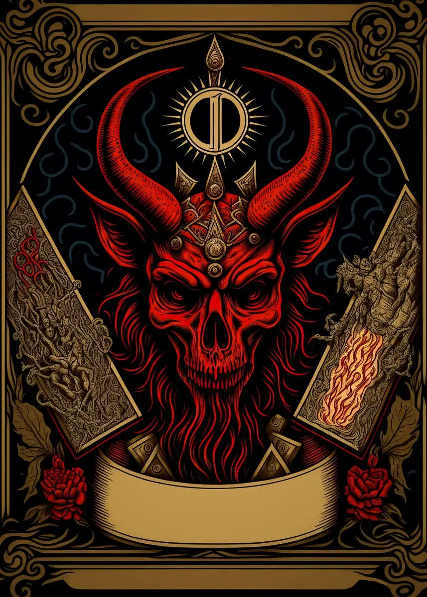 Death Tarot Card Skull Wizard Canvas Wall Art | Gothic Decor