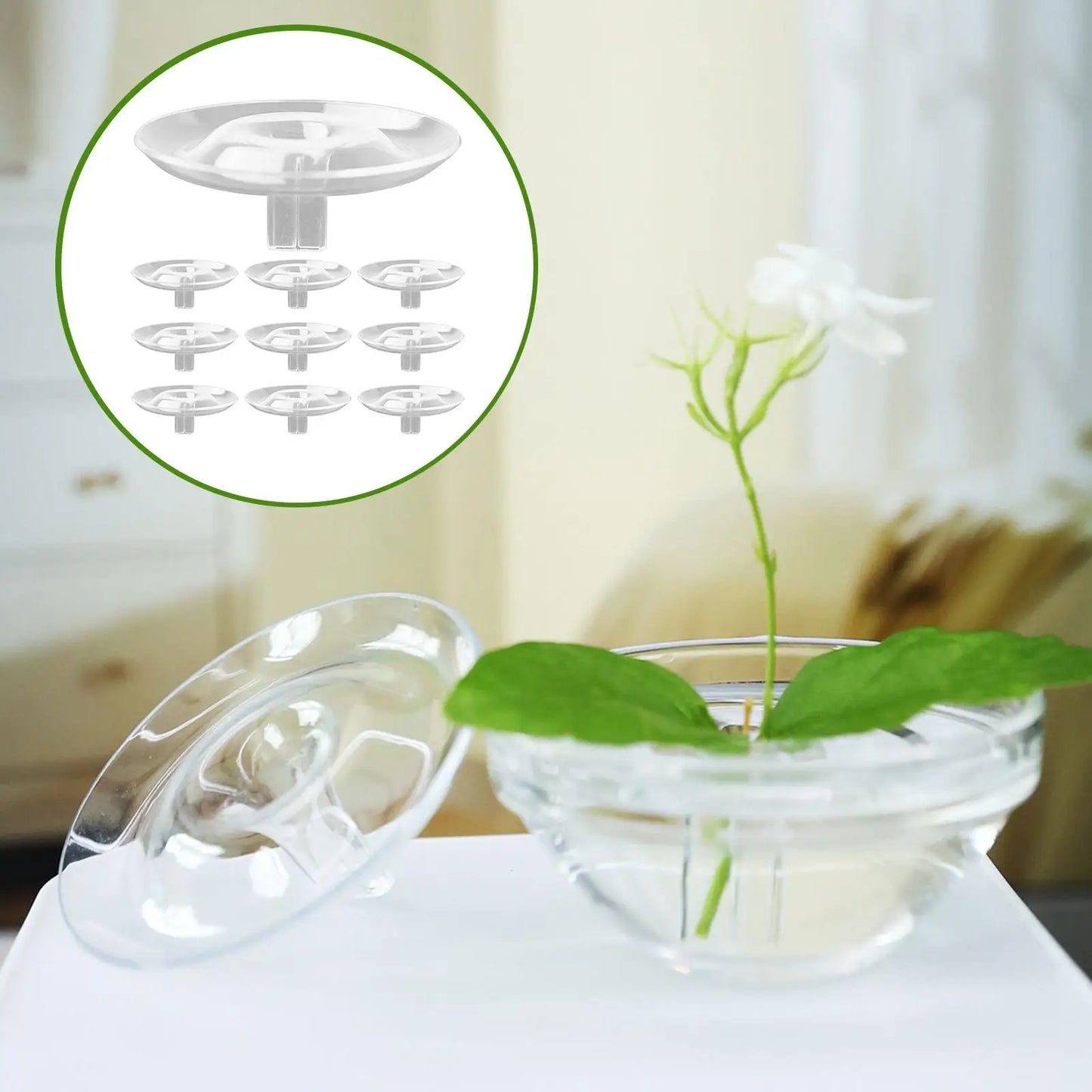 10pcs Transparent Stem Holder, Floating Floral Display Stand for Hydroponic Bowls Vases Fish Tanks, Home Decor Organizer Peaceful Pleasures Health and Wellness