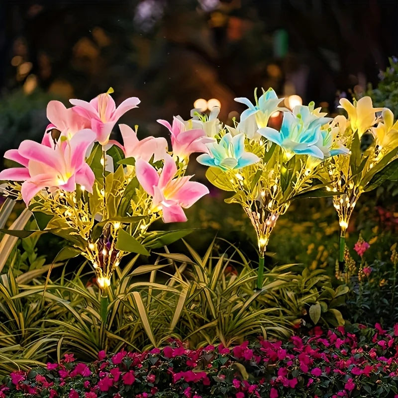 Solar LED Lily Flower Garden Stake Light | Outdoor Lawn Decor