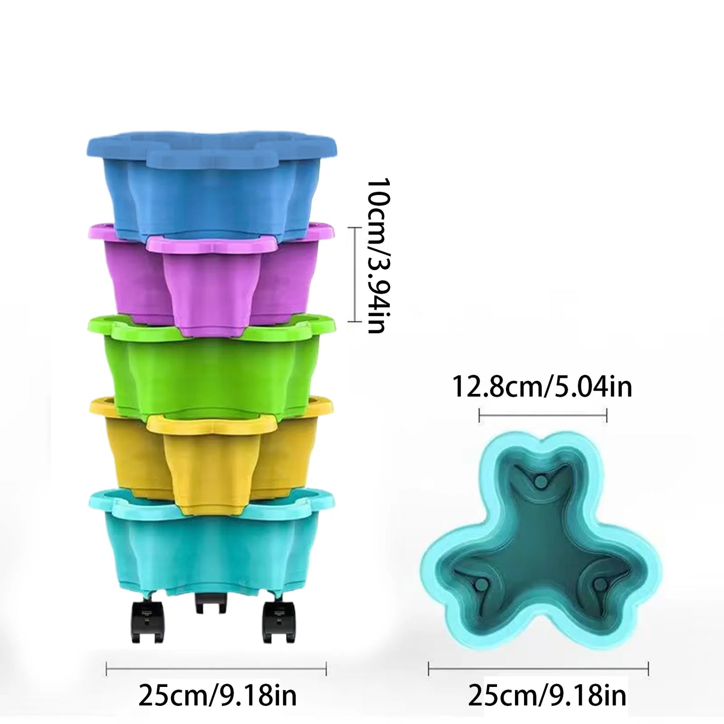 Stackable Vertical Planter 4/5/6-Tier with Wheels | Garden Tower