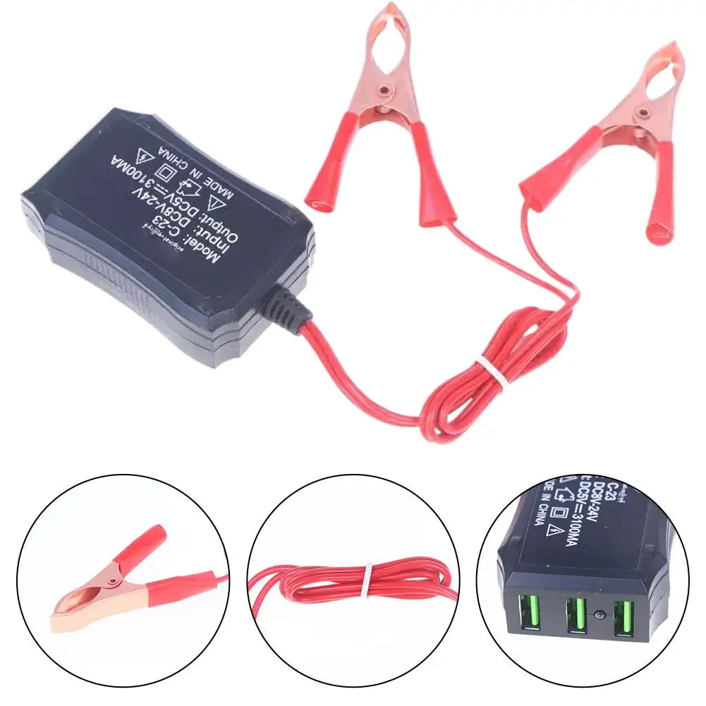 8V-24V Power Adapter Converter USB Interface With Battery Clip Outdoor Emergency Power Adapter For Phone LED Light Peaceful Pleasures Health and Wellness