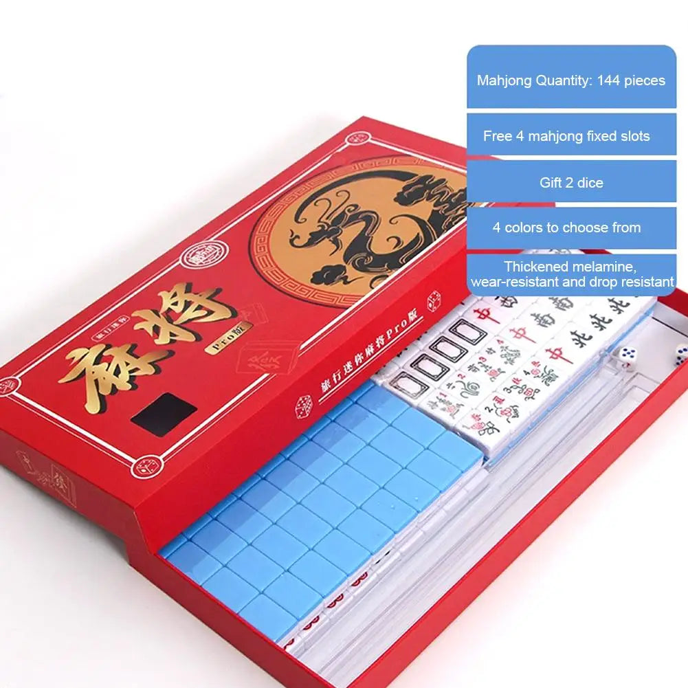 Mini Portable Chinese Mahjong Game Tiles Compact Board Family Outdoor