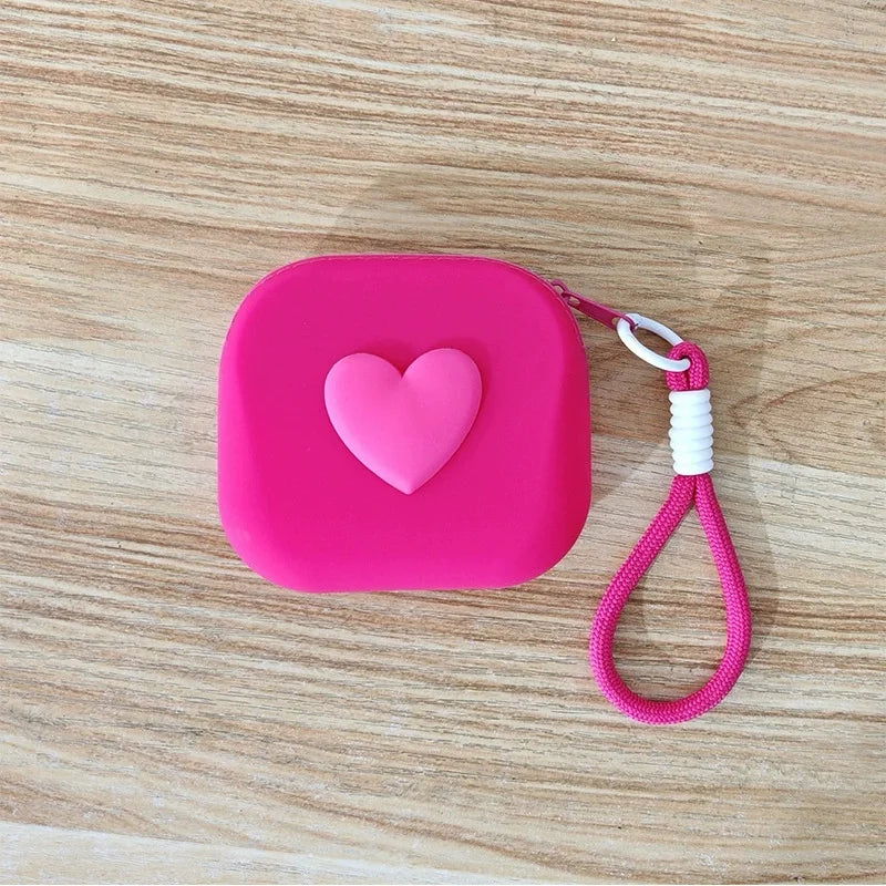 Heart Shaped Portable Silicone Makeup Bag for Women, Travel Waterproof Cosmetic Bag Gifts Zipper Closure Makeup Case with Handle Peaceful Pleasures Health and Wellness Rose red