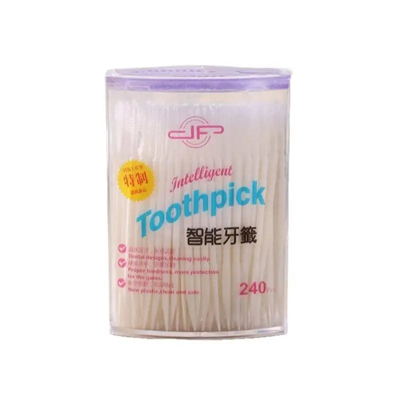 240Pcs/Box Portable Fish Bone Shape Disposable Plastic Toothpicks Teeth Cleaning Interdental Brush Oral Gum Teeth Cleaning Care Peaceful Pleasures Health and Wellness White