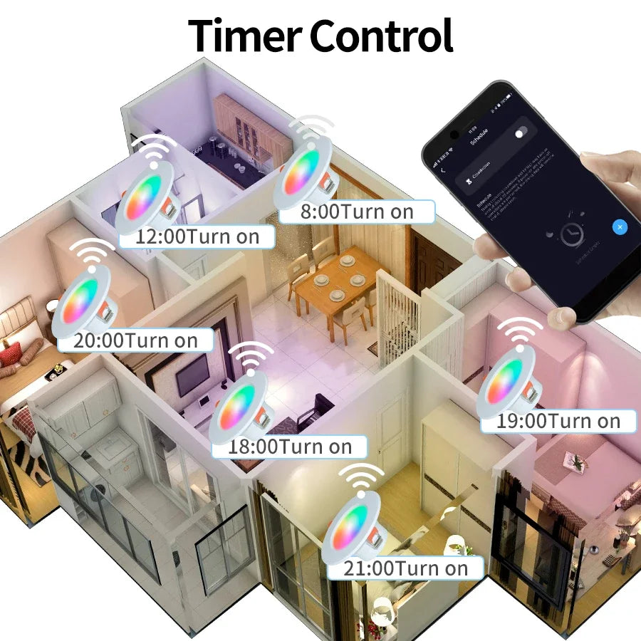 Tuya Smart LED Downlight 5W–15W RGB WiFi ZigBee Dimmable